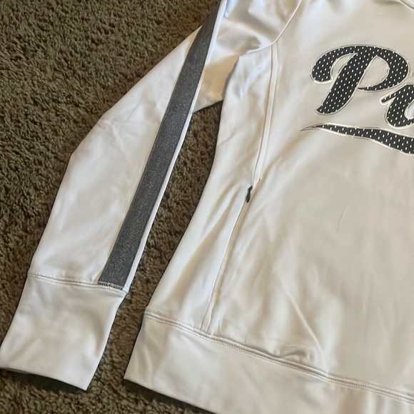 Pink Victoria Secret Ultimate long sleeve white 1/4 zip front top Ladies Sz L - Picture 3 of 14
